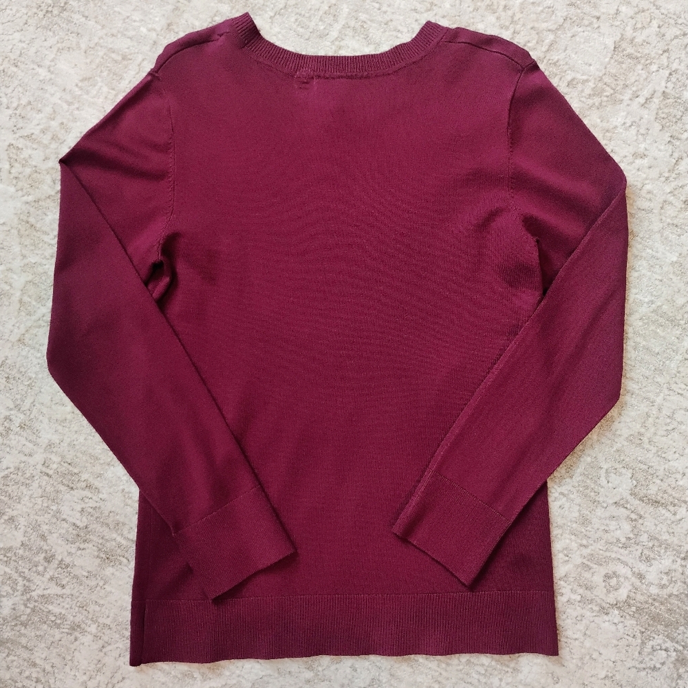 NWT M Anne Klein Maroon Tiger Rhinestone Logo Crew Long Sleeve Sweater NEW - Picture 9 of 10